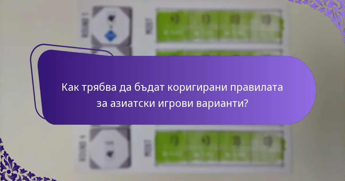 Как трябва да бъдат коригирани правилата за азиатски игрови варианти?